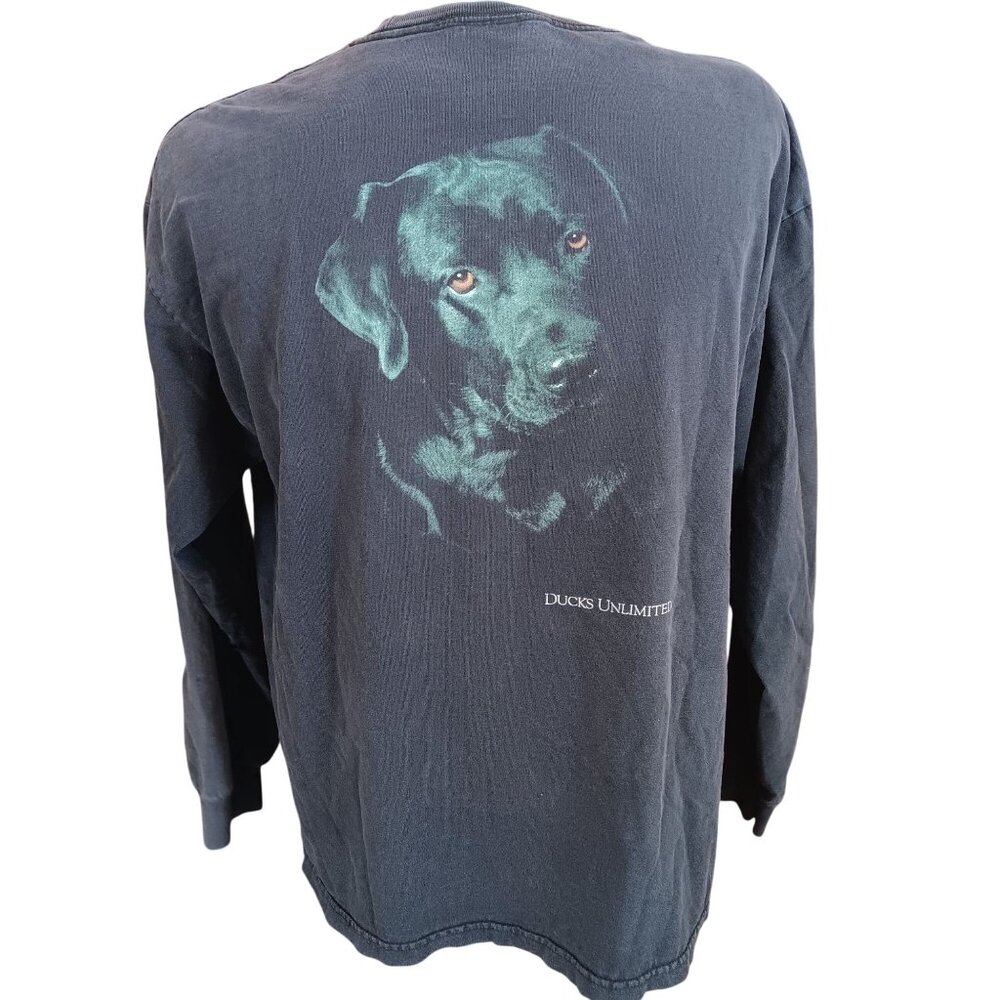 Vintage T-Shirt XL Ducks Unlimited Long Sleeve Dog Print Marathon Apparel 90s